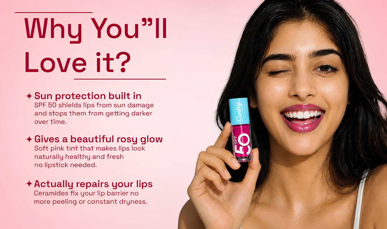 BARE VEIL Hydrating Lip Oil SPF 50 | Invitro Tested